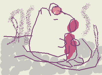 Cappy in hot spring :3