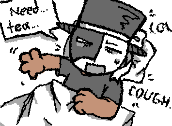 "Draw your favorite character with your problems"
Artful has a sore throat/cold now