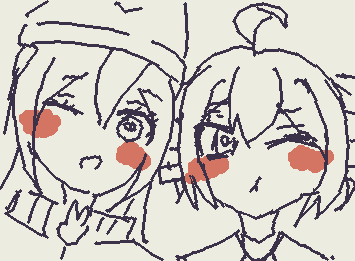 ppppのミクちゃんとテトちゃんを描いたよー