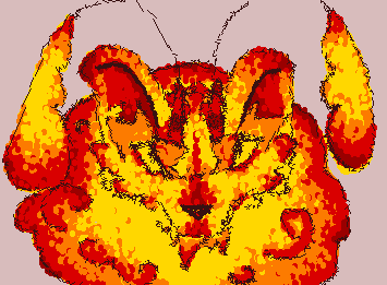 Flames been quite aggressive lately in my drawings so i calmed him down a little. hes just a lil baby he doesnt mean to be mean :(