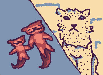 An otter AND a snow leopard as requested by @K1rby_XD