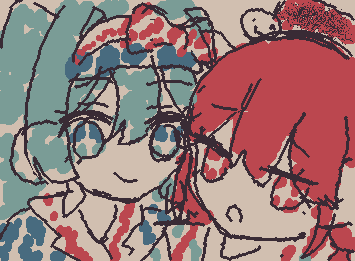 テトとミク描くの初めてかも