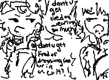 enemies to lovers yurii😏 (prob last drawing of the day) convo : dont you ever get tired of wearing so much?; dont YOU ever get tired of dressing like your in a