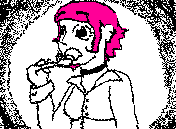 It was supposed to be a self-portrait, but Ramona Flowers ended up looking more like it :p
// and is eating a cake