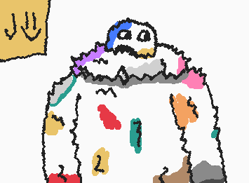 do I add to much color? it's suppose to be paint but I don't know how to draw paint splater =(