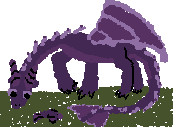 French Frat requested a Purple dragon, so a purple dragon i giveth. curious little thing finds fish, isnt sure what to do with it.🐟🐉❓