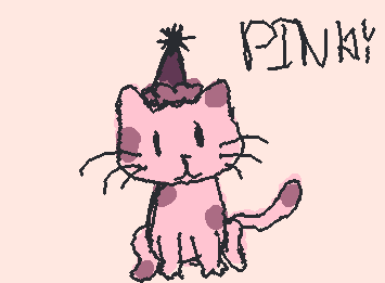 PINKY THE CAT WEARING A PARTY HAT FOR PEG'S B-DAY! Peg the pug