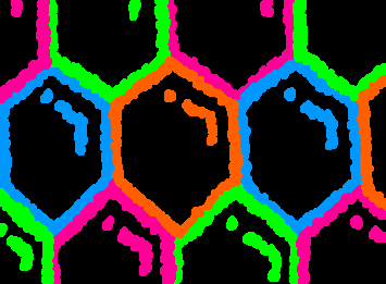 Hexagons in a neon grid. Part of my "Hexagons" series.