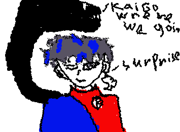 first time drawing my oc uhm in every drawing he's in so far has had his alien best friend kage and mimi if your seeing this can you please draw him?