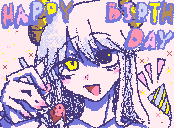 @NATTO なっちゃん！お誕生日おめでとおおおおお！！！！！！🎉🎉🎉🎉🎉🎉🎉🎉🎉🎉(大遅刻)遅くなってしまい、大変申し訳ございませんでした……前に愛羽姉とコラボさせてもらった子をお借りしやした(*^^*)色とか解釈違い起きてたらごめんね😇😇