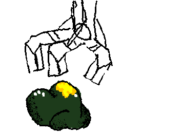 This is a dead cells homunculous, being taken by a massive robot, ti is being taken to a colesseum to fight, due to the rarity of this certain species.