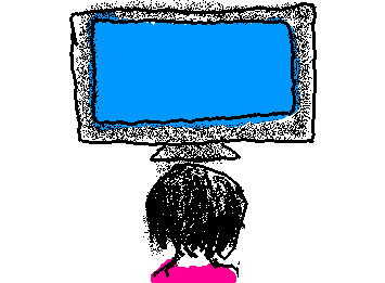 てれびをみているひと。