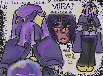 redraw of an oc for @Eli-draws 's circus. mirai is back... and he still exists as a pre-circus attraction. id imagine he wouldnt talk to other members much.