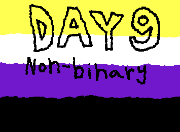 Day 9 of pride month! Todays flag is non-binary!! When a gender falls partially or fully outside of the female/male binary :3