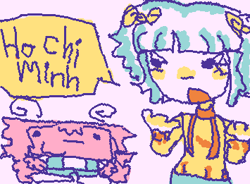 Random doodle (oc) stupid fact: Mei mei(oc) say Ho Chi Minh when get surprised in a reference of Dra. Amy Wong (futurama)