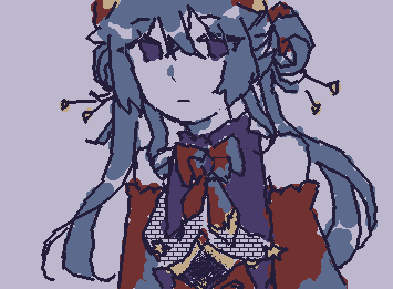 my genshin oc and my mascot...i think she looks like a small villain than a hero