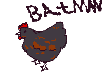 meet my pet batman she is a very clingy chicken that likes dried worms and watermellon they are VERY fluffy. what pets do you have???