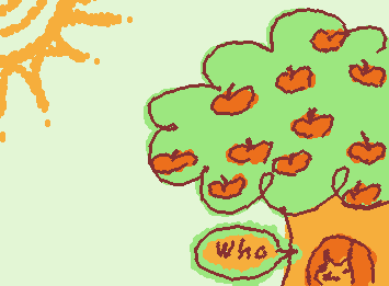 idyllic scene of an apple tree and owl (request from friends)