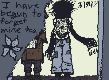 [I already forgot your face..] -- azure and twotime but my designs for them (partially i dont feel like drawing them both fully on wigglypaint 🥀)