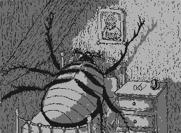 Gregorio Samsa convertido en un cucaracho por chambear tanto del libro "Metamorfosis" de -Franz Kafka.