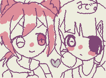@sakurannbomoti ランキングおめでとおおおお!!茜ちゃんと描いたよ!!茜ちゃんは人見知りなので照れてるけどね…。（キャラ崩壊してるかも…💦）