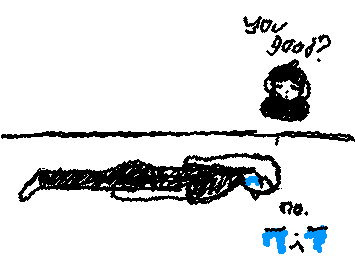 Lying the floor bc Pre-ACT in less than an hour 😭😭😭😭

Drew in like 2 minutes so it’s kinda ugly sorry guys