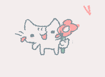 A lil kitty wants to give you a flower<33 c: (first Time Drawing with finger Apple Pencil wasnt charged..)