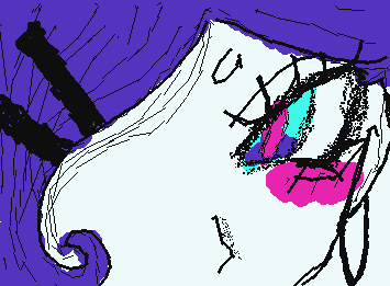 a girl with purple hair heh