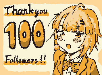 フォロワー100人突破ありがとうございます…！！
今後も頑張りつつ、楽しくイラスト投稿していきたいと思います！
これからもよろしくお願いします！！