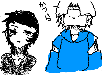 ＃9【オリキャラ】
めっちゃ落書き
右の子のカツラとか、もろとも取った子が左の子だと信じてるよ
理科の時間に暇すぎて創った
いつか本気で描いてやるからちょっと待ってろよ！