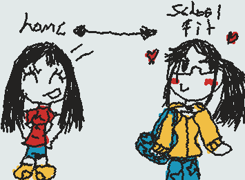 I drew myself how I dressed tday at school and when I was at home