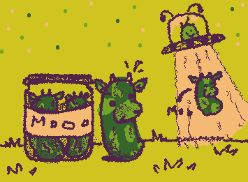 Moo-Moo pickle, so Yummy it even call aliens from SPACE :O Buy it right now at botsmoomoopickle.com