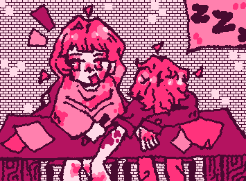 Twig and Rook (OCS) school AU. Also, I might not be able to post often next week because I'll be working around the clock to get volunteer hours in for school.