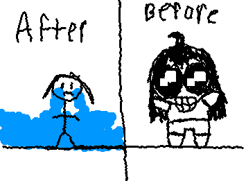 A diagram showing me before and after school air (sry it’s a lazy doodle but school air got to me) T.T