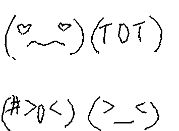 喜怒哀楽の顔文字描いた！どれがどれでしょう？