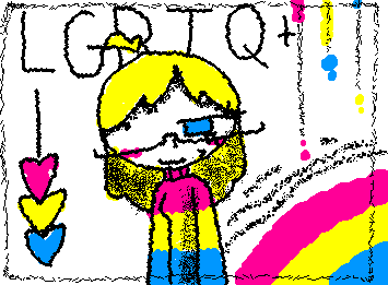 I drew me (with a bit of pan core !) 🩷💛🩵