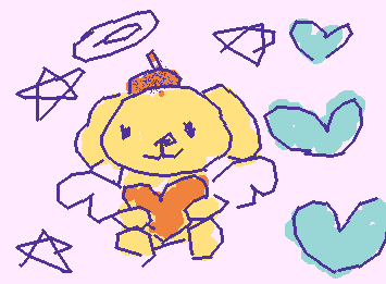 Drawing of a pompompurin key chain my brother gave me