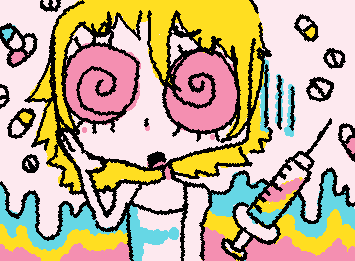 this is not mean to provoke the feelings of any individuals in. it is meant to be a representation of the uptake in uses of drugs- but drawn in a cute style. :3