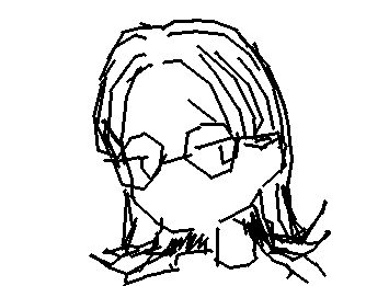 限界までデフォルメした自画像です。今日髪切る〜！