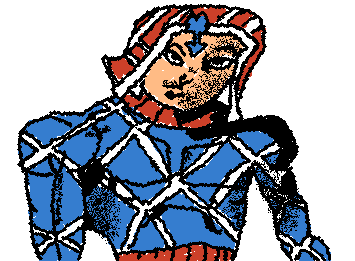 Mista but his head is slanted - like really slanted.
As much as I wanted to, I decided not to draw his Stand, S...wait I can't say that
