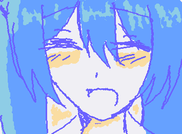 マウスで描いた初音ミクさんです！目と難しいので笑顔にしました ！7分で、できた雑クオです！！