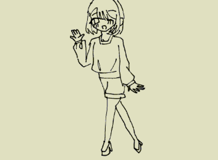 体も描けるよ!
マシュマロちゃんです!
少し小柄です。
靴は、靴と靴下が繋がったみたいなやつ。厚底です!