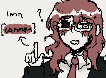 “carmen”'s not their name. they're named after azure's fav food (caramel). that's why their name is put in brackets: they don't have a real, definite name.