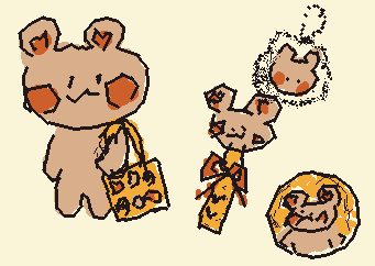 過去絵。お気に入りの推し活するくま。An old drawing. A bear doing his favorite thing.