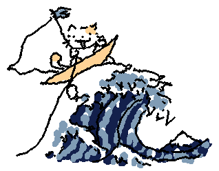 Pyrizhok the Cat in Pixel Style "Pyrizhok the Cat and Thirty-six Views of Mount Fuji."