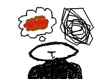 Me drawing these drawings by putting my own despair in them (I'm also craving a hotdog)