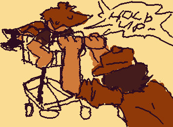 My ocs (they’re siblings), the one getting pushed in the cart is named Alex, older ones named Ann :]