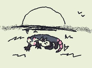 a gift for @ALi  ! because i know u love possums
and i love them too so i drew a cat and a possum
takin a nap together :3