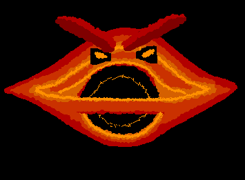 A black hole. And it looks... angry? ('~')