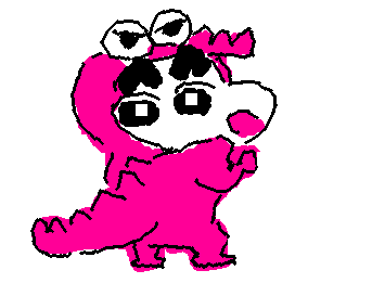 ワニ山のきぐるみをきているしんちゃん